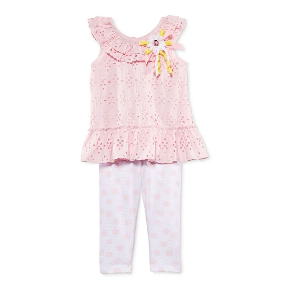 Bluberi Boulevard Girls Toddler 2-Piece Eyelet Tunic Blouse, NWT